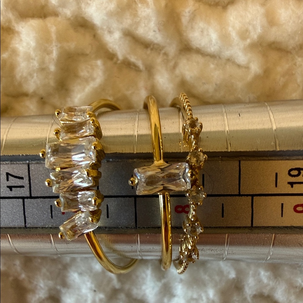 Gold Crystal Stackable Rings - Clear Stones